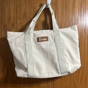 David's Bridal Cream Tote Bag with Minimalist Design